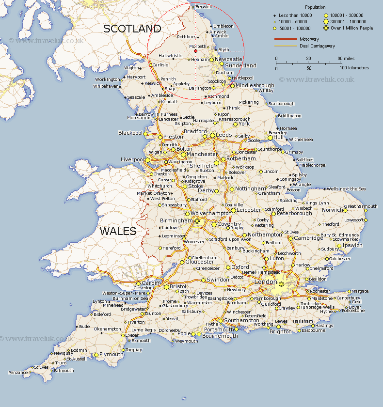 Location of Capheaton in England 