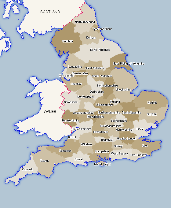 Ceremonial Counties of England Map