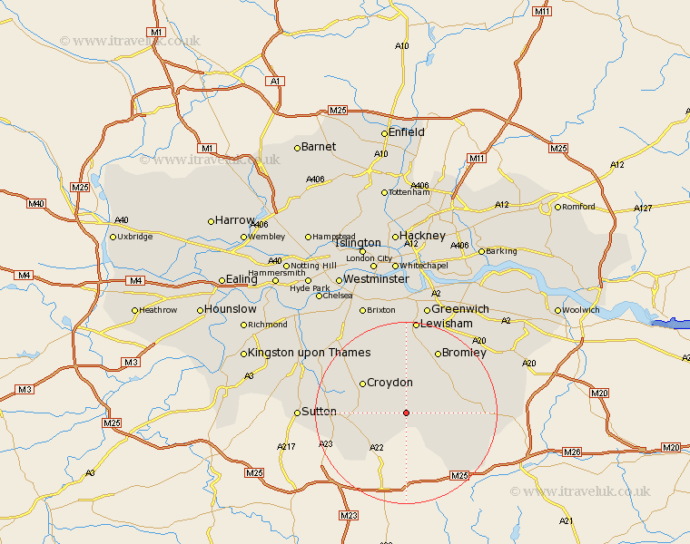 Addington Greater London Map