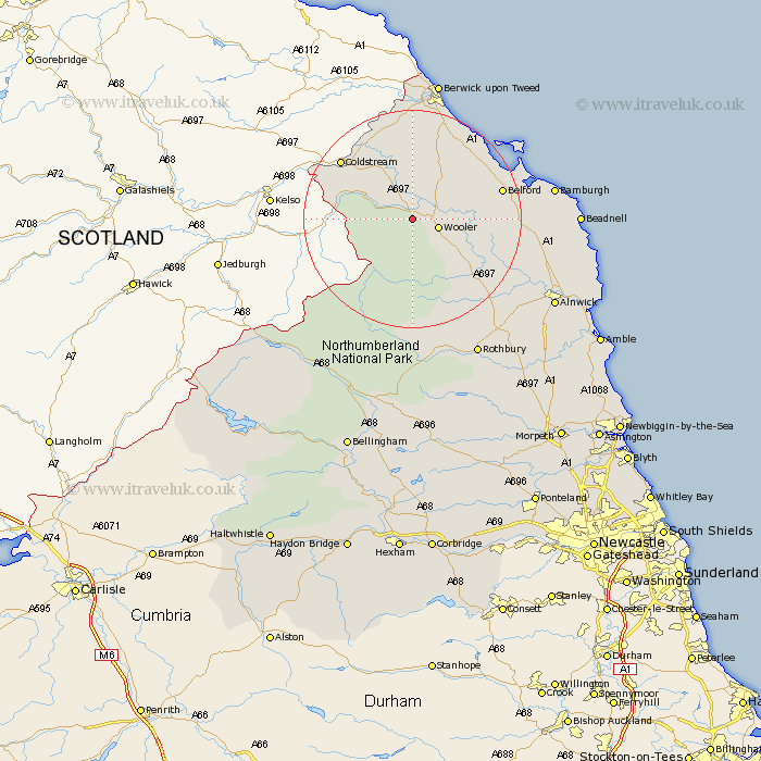 Akeld Northumberland Map