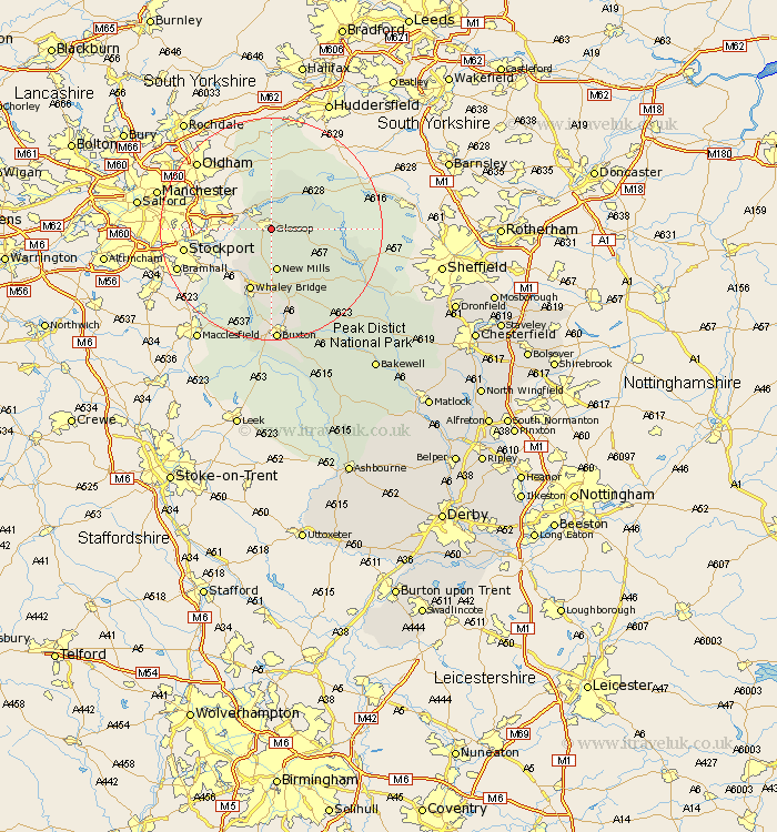 Glossop Derbyshire Map