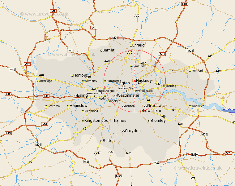 Hackney Greater London Map