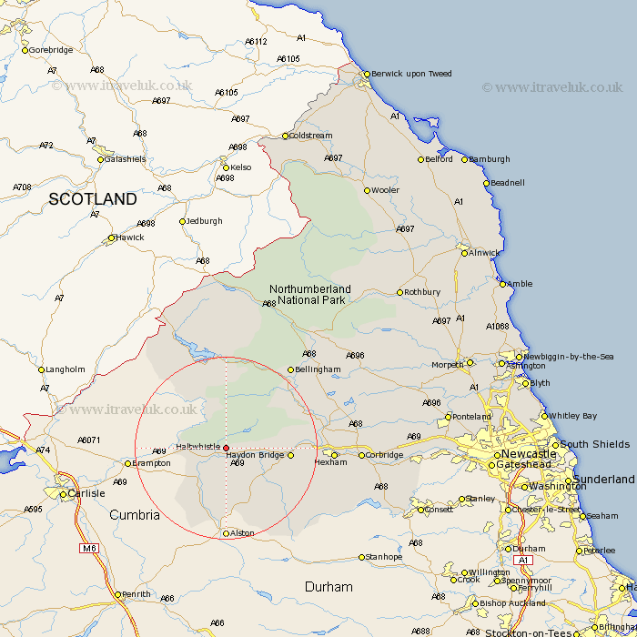 Haltwhistle Northumberland Map