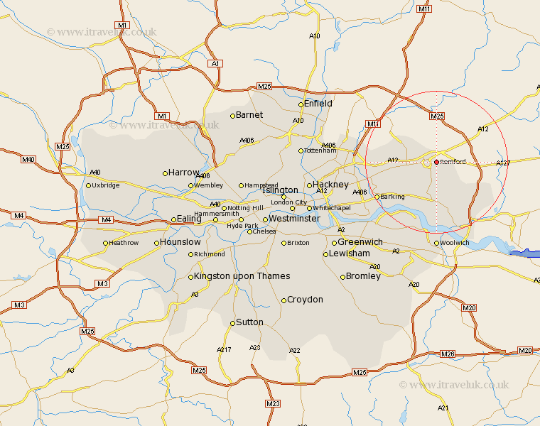 Romford Greater London Map