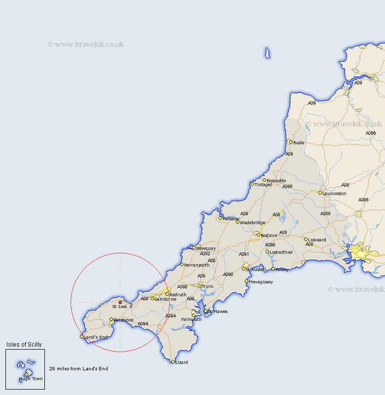 St Ives Cornwall Map