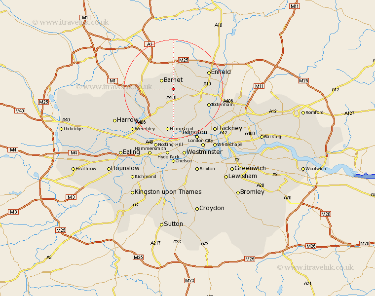 Whetstone Greater London Map