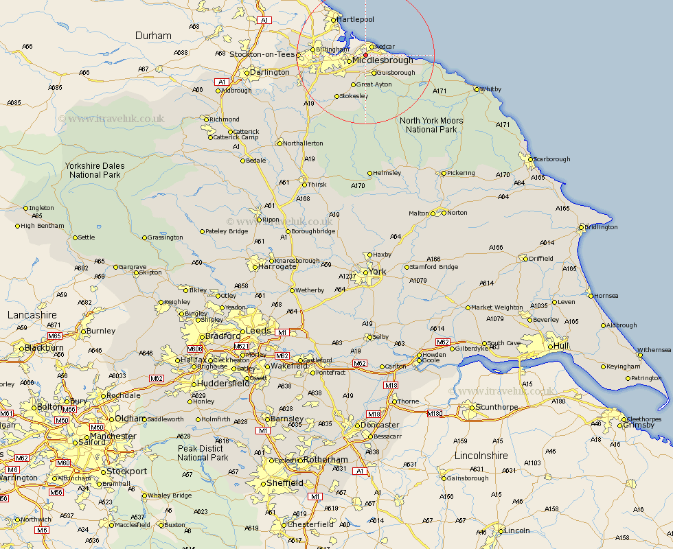 Yearby Yorkshire Map