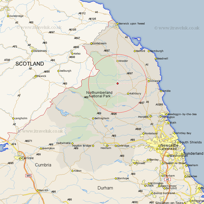 Alnham Northumberland Map