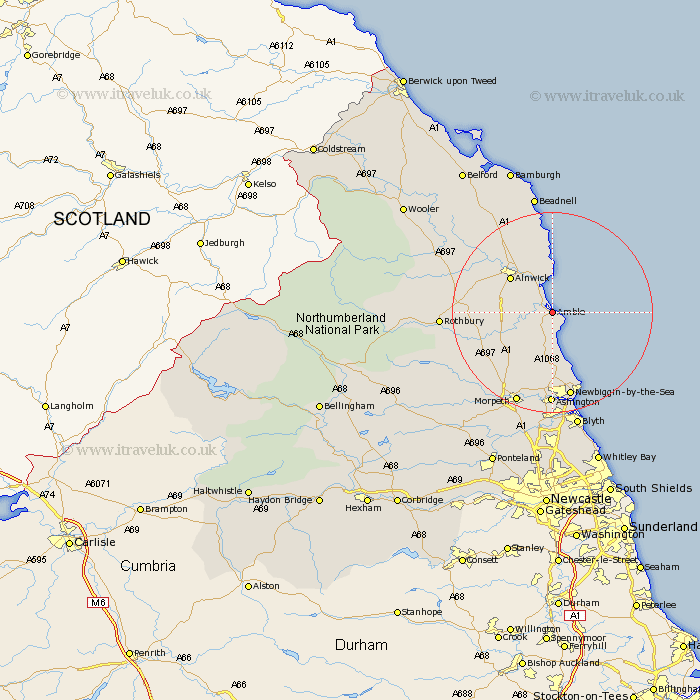 Amble Northumberland Map