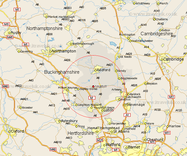 Ampthill Bedfordshire Map