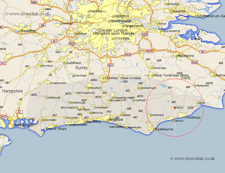 Battle Sussex Map