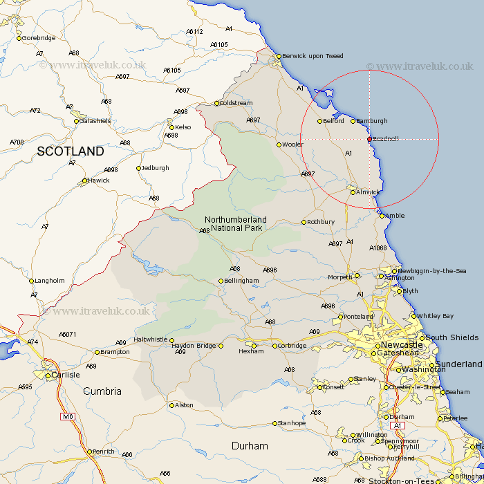 Beadnell Northumberland Map