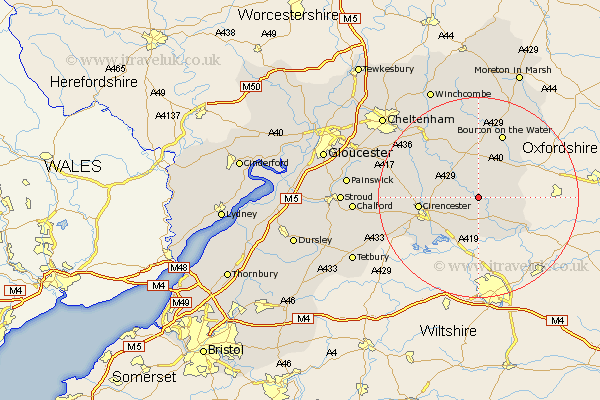 Bibury Gloucestershire Map