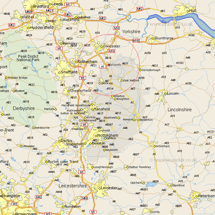 Bircotes Nottinghamshire Map