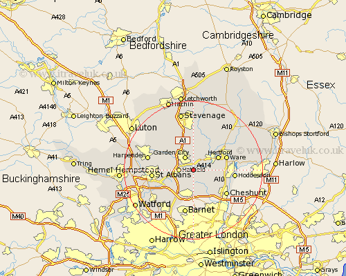 Bishops Hatfield Hertfordshire Map