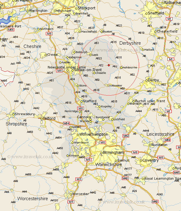 Calton Staffordshire Map