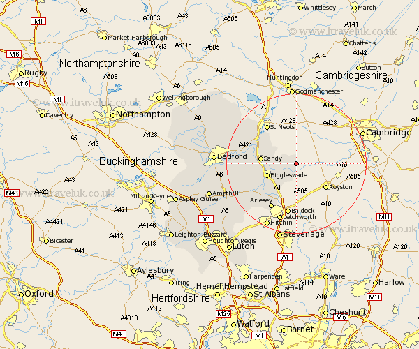 Cockayne Hatley Bedfordshire Map