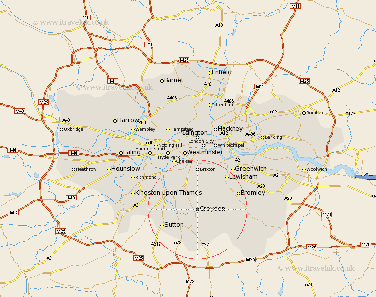 Croydon Greater London Map