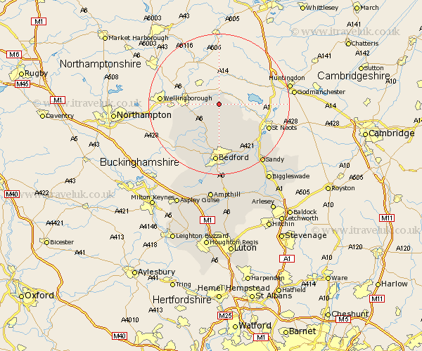 Dean Bedfordshire Map