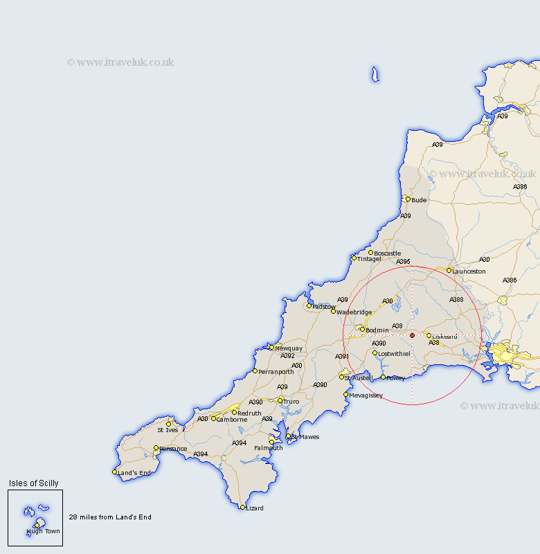 Dobwalls Cornwall Map