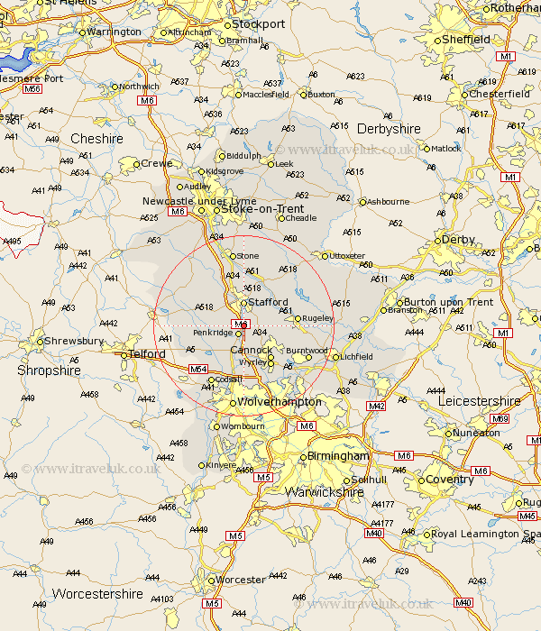 Dunston Staffordshire Map