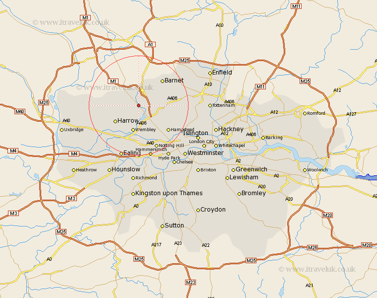 Edgware Greater London Map