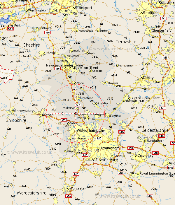 Gailey Staffordshire Map