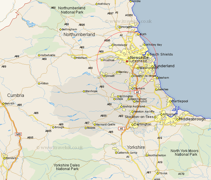 Gateshead Durham Map