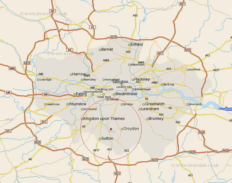 Hackbridge Greater London Map
