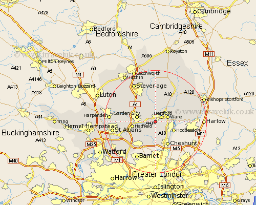 Hertingfordbury Hertfordshire Map