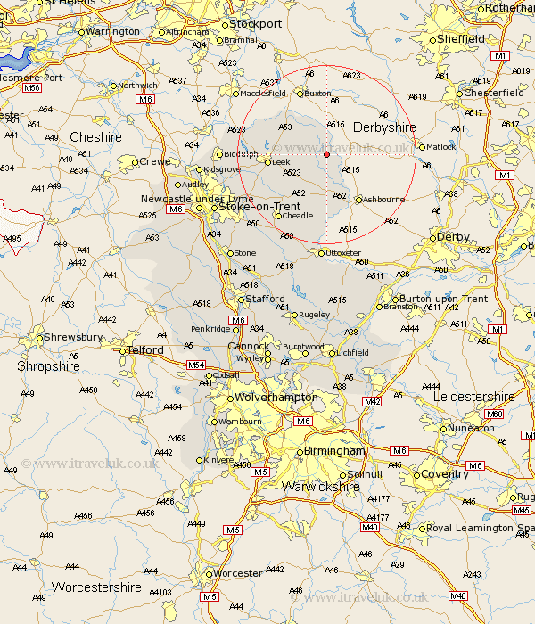Hulme End Staffordshire Map