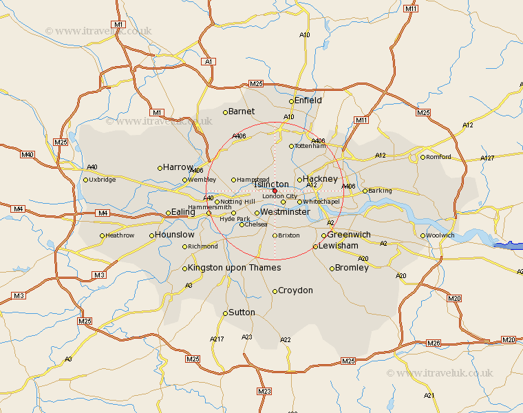 Islington Greater London Map