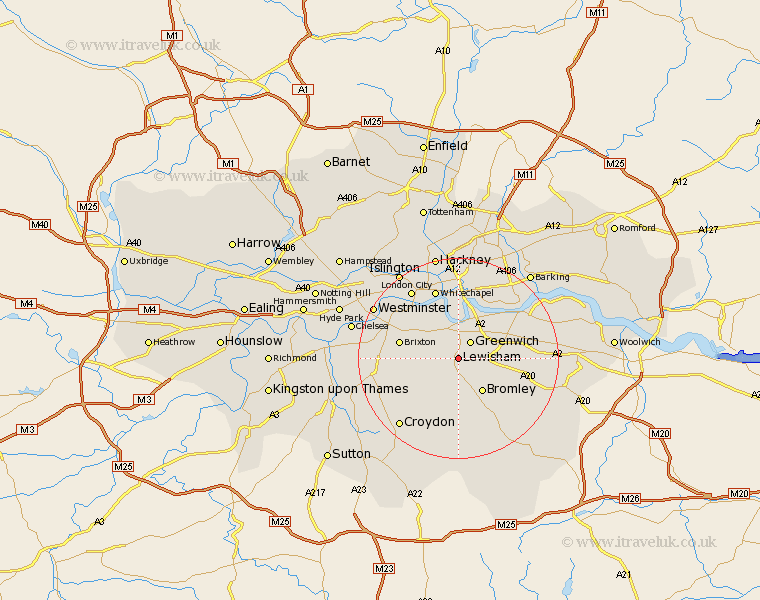 Lewisham Greater London Map