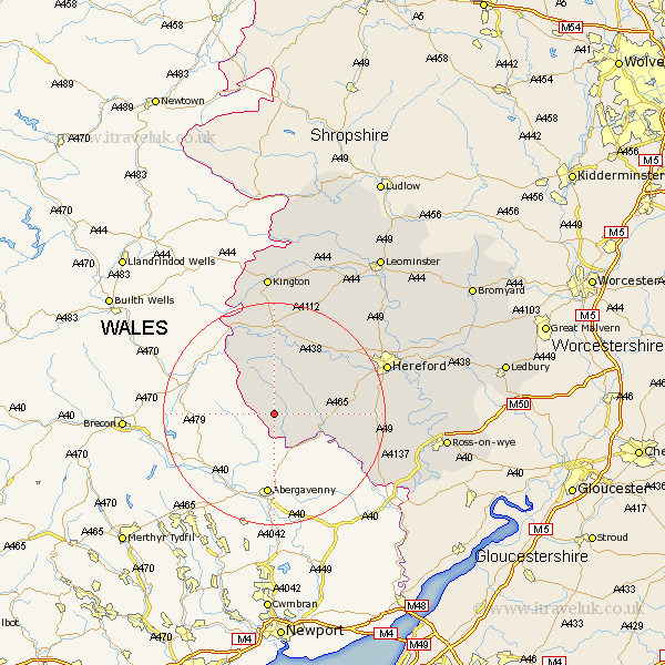 Llanveynoe Herefordshire Map