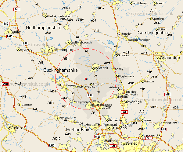 Lower Shelton Bedfordshire Map