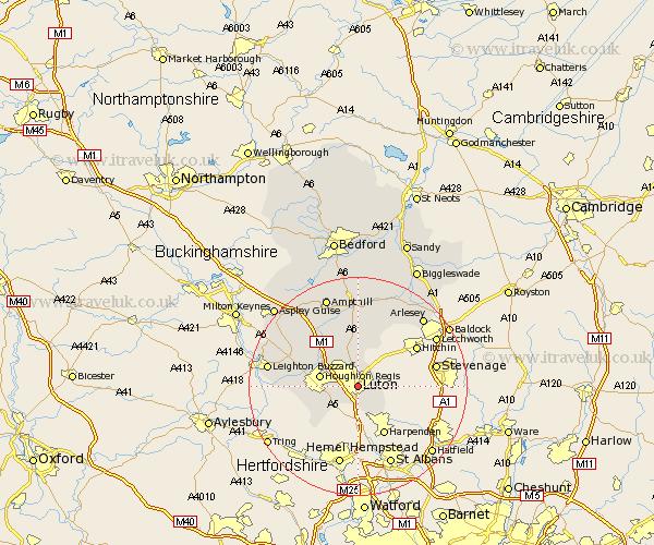 Luton Bedfordshire Map