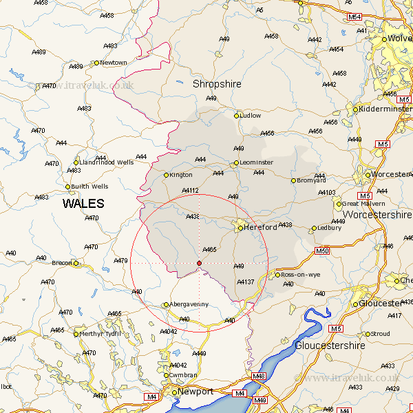 Pontrilas Herefordshire Map