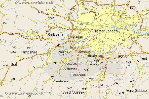 Redhill Surrey Map