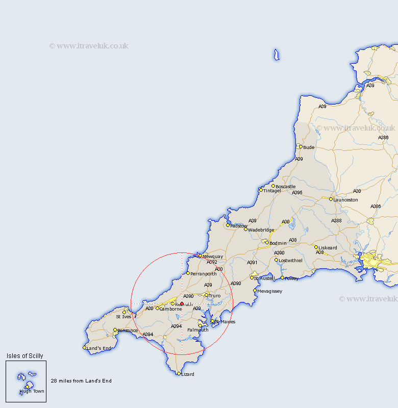 Saint Day Cornwall Map