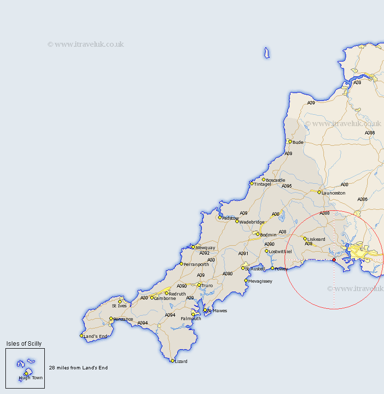 Sherviock Cornwall Map
