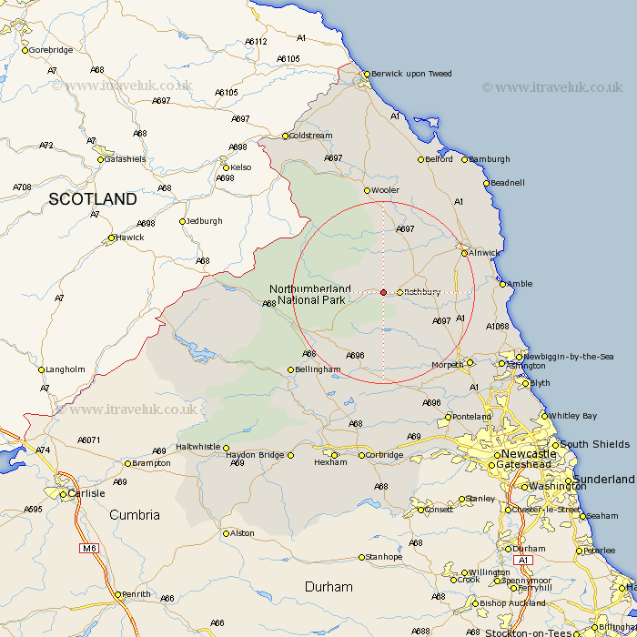 Snitter Northumberland Map