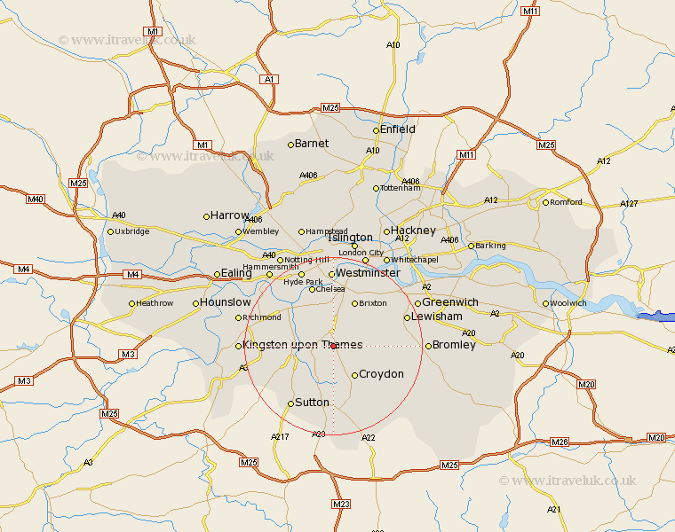 Streatham Greater London Map