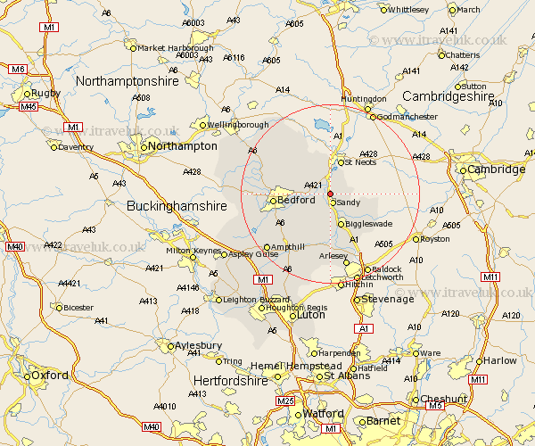Tempsford Bedfordshire Map