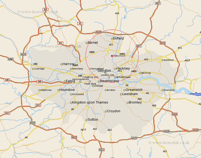Tottenham Greater London Map