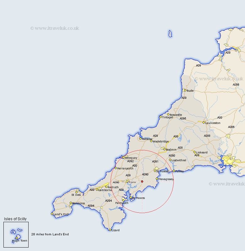 Tregoney Cornwall Map