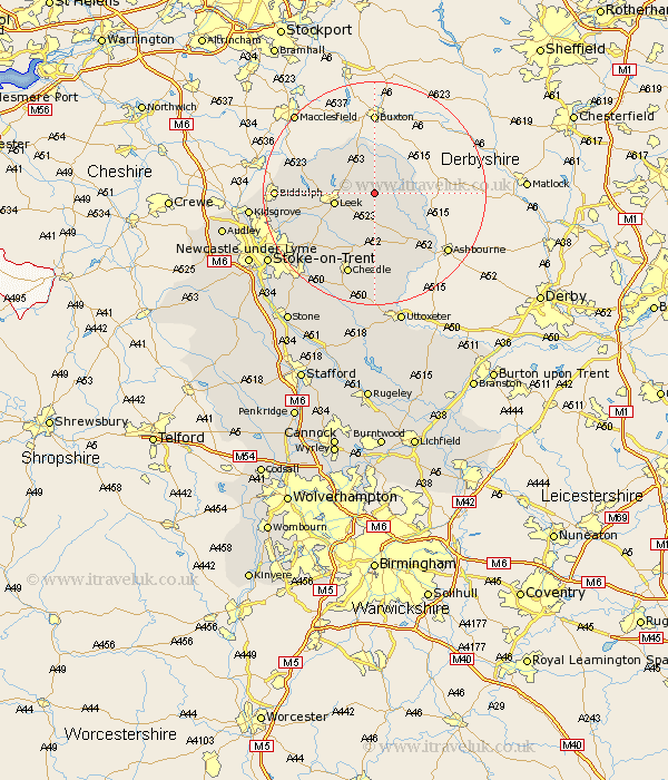 Upper Elkstone Staffordshire Map