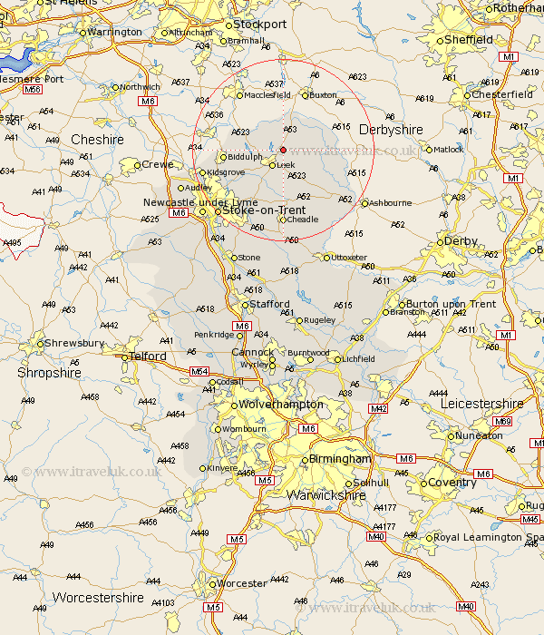 Upper Hulme Staffordshire Map