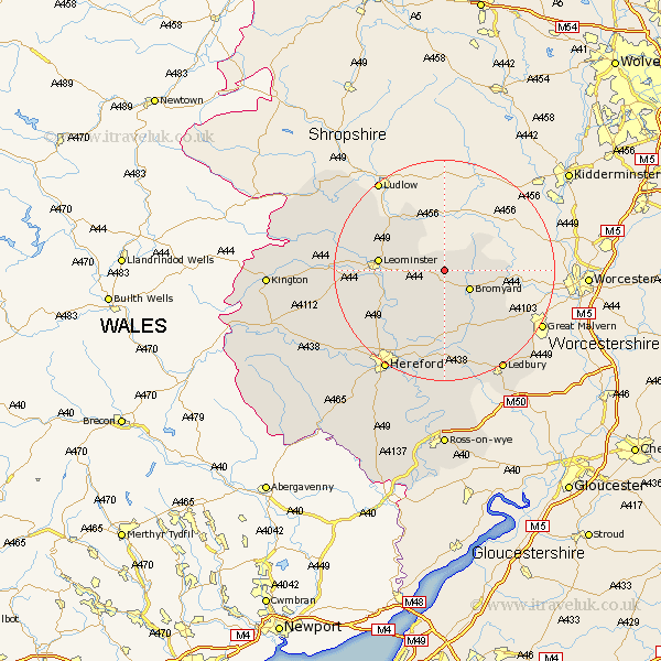 Wacton Herefordshire Map