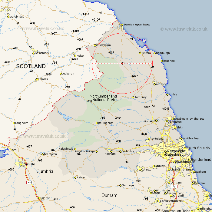 Wooler Northumberland Map