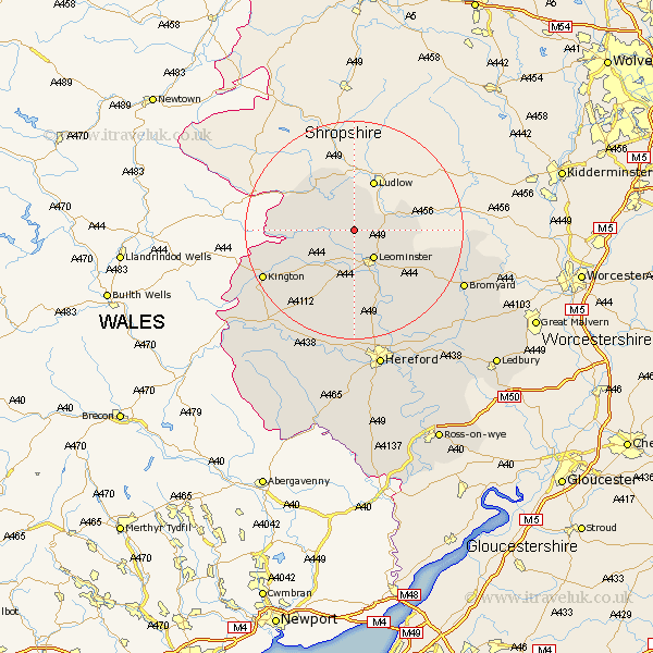 Yarpole Herefordshire Map